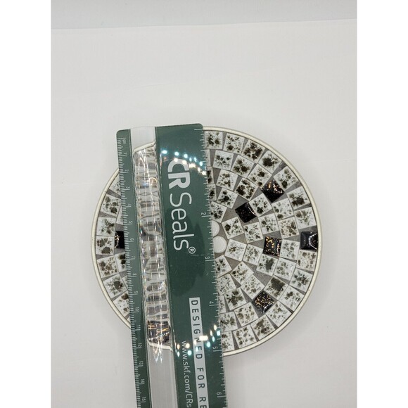 Vintage MCM Mosaic Tile Trinket Dish Small Bowl Gray Black White Catch All 5.25" - Picture 2 of 4